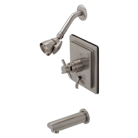 Kingston Brass Tub and Shower Faucet, 3, Wall Mount, Brushed Nickel KB86580DX